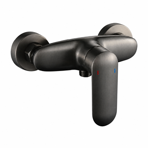 Rubinetto Miscelatore per Vasca e <span class=keywords><strong>Doccia</strong></span> in Ottone, Finitura Grigio Canna di Fucile Spazzolato, con Valvola in Ceramica per Acqua Calda e Fredda - Product Image 1