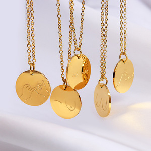 Bijouterie tendance plaquée or 18 carats Collier en acier inoxydable pour amoureux de la plage Collier de surfeur Disque océanique Collier de vague dorée délicate pour femmes - Product Image 2