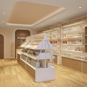 Custom Modern Wood Tone Cosmetic Store Interior Design & Cosmetics Store Furniture Cosmetic Store Props One-Stop Decoration - Product Image 5