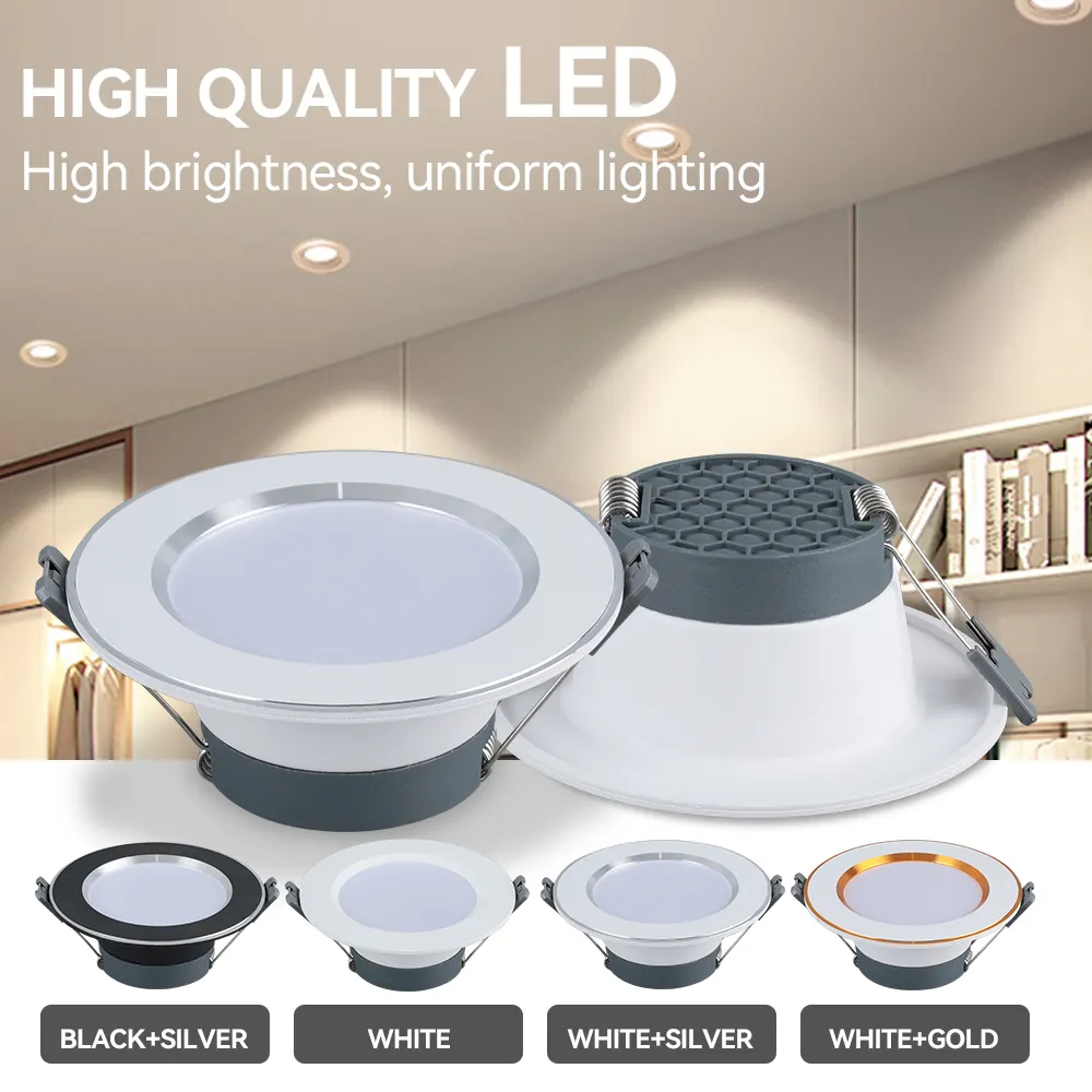 Dingdian LED gestanzter Aluminium-Lampenkörper mit drei Farben Deckenlampe einbau-Led-Spotlicht innenbereiche einstellbarer Einbau-Downlight