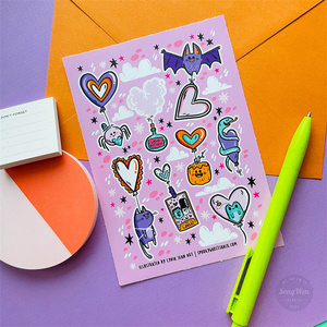 Feuille d'autocollant de dessin animé en vinyle <span class=keywords><strong>Transparent</strong></span> personnalisable étiquettes adhésives imperméables pour artisanat Photos bougie décoration - Product Image 4
