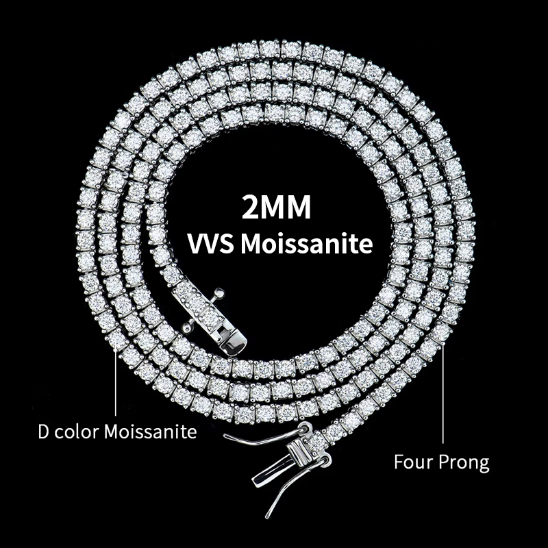 Moissanite Necklace-2.0mm