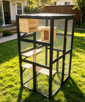 Maison pour chat en bois massif, écologique et durable, pour extérieur, meuble pour animaux de compagnie en bois solide, cage robuste et universelle pour toutes les saisons.