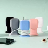 Funda Protectora de Silicona para Cargador con Enrollador de Cable, Cubierta 3 en 1 para Adaptador de Corriente USB-C de 20W para iPhone, Organizador de Cables