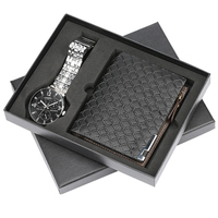 Ensemble cadeau de montre et portefeuille pour homme de luxe, boîte cadeau en cuir avec logo personnalisé, cadeau d'affaires, cadeau promotionnel pour les cadres
