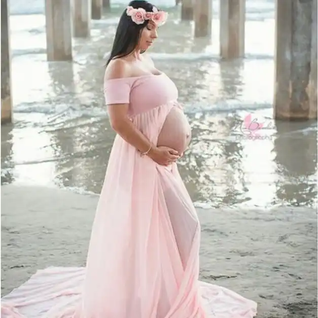 XQM Sexy Maternity Shoot Dresses Shoulderless