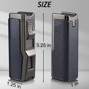 Briquet à cigare en métal avec logo personnalisé, coupe-cigare trois trous, flamme jet, butane, rechargeable par USB, coupe-vent, écologique, gonflable - Product Image 3