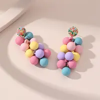 Jewelry Earrings New Design Beauty Jewelry Fashion Candy Colors Grape Bunch Statement Dangle Earrings For Women