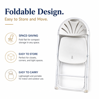 Chaise pliante élégante en plastique avec dossier en coquille, structure en acier carbone, siège portable pliable pour mariage, jardin, terrasse, maison, événement