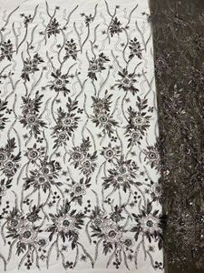 Embroidered <strong>Sequin</strong> Lace Fabric 100% Polyester Eco-Friendly Breathable Medium Weight Skin-friendly Soft for Wedding Dresses - Product Image 6