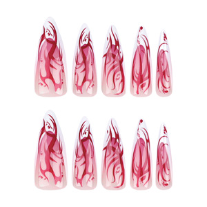 <span class=keywords><strong>Uñas</strong></span> postizas acrílicas mecánicas estilo <span class=keywords><strong>Halloween</strong></span> al por mayor, 24 unidades, de almendra, stiletto, mariposa, largas - Product Image 5