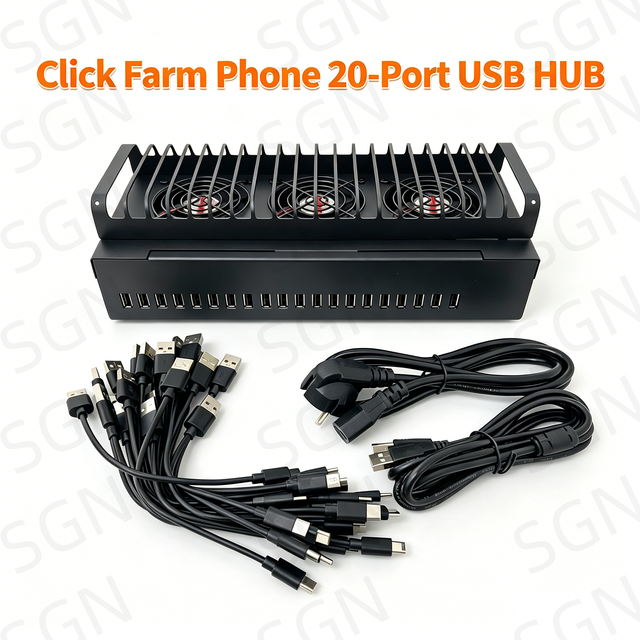 WIFI Farm Phone Box with 20 Phones Android Smartphone Box Batch Synchronization Control Unified Management 20 Port USB HUB Farm