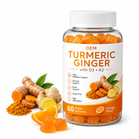 Gummies au Curcuma et au Gingembre Marque Blanche OEM ODM Formule Personnalisée Supplément Végétalien à la Pectine Saveur Orange Vente en Gros Bien-être