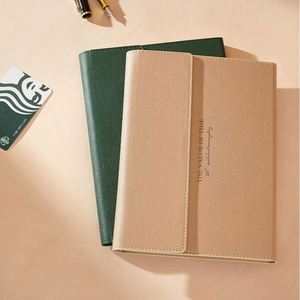 Libreta de Cuero PU de Alta Gama, Tamaño A5, con Tres Pliegues, Nueva Libreta de Negocios para Reuniones de Oficina, Simple, con Portaplumas - Product Image 1