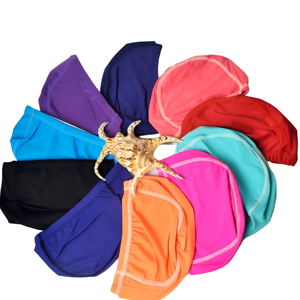 Bonnet <span class=keywords><strong>de</strong></span> bain en nylon <span class=keywords><strong>de</strong></span> couleur unie - Durable et élastique, protège les cheveux des dommages du chlore, option <span class=keywords><strong>de</strong></span> logo personnalisé - Product Image 6