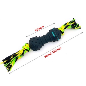 Vente en gros haltère écologique en <span class=keywords><strong>caoutchouc</strong></span> résistant aux morsures jouets interactifs pour chiens massage des gencives jouet à mâcher pour animaux de compagnie avec corde - Product Image 2