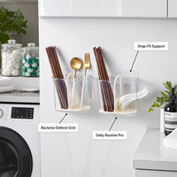 Boîte de rangement murale en plastique pour baguettes, support de vaisselle de cuisine, conteneur de drainage portable pour la maison