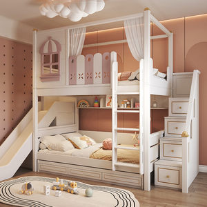JS ha progettato unicamente il letto a castello delle ragazze rosa multifunzionale con lo scivolo <span class=keywords><strong>per</strong></span> i mobili della camera da letto dei bambini in appartamenti - Product Image 5
