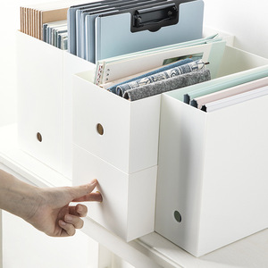 Organisateur de documents A4, boîte de rangement pour bureau, boîte de rangement rectangulaire de couleur unie sans couvercle, boîte multifonctionnelle pour supports papier - Product Image 2
