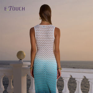 <span class=keywords><strong>Abito</strong></span> estivo da donna <span class=keywords><strong>in</strong></span> pizzo lavorato a <span class=keywords><strong>maglia</strong></span>-<span class=keywords><strong>abito</strong></span> Casual blu sfumato alla moda - Product Image 3