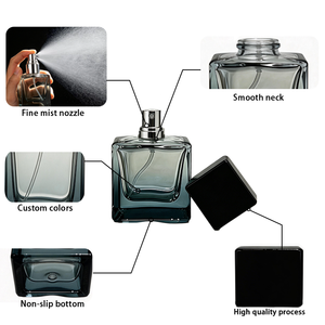 Flacone di Profumo Quadrato Nero Personalizzato di Lusso con Spruzzatore a Pompa a Caldo da 30ml 50ml 100ml per Tappo a Sfera Sigillante - Product Image 4