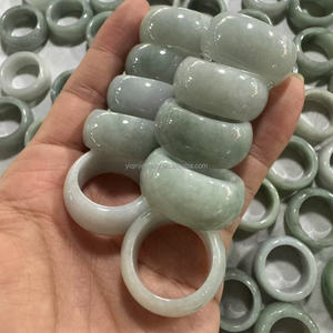 천연 15mm ~ 22mm 녹색 미얀마 버마 진짜 옥 반지 천연석 - Product Image 6