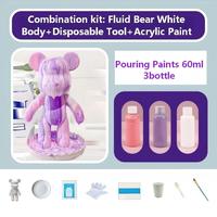 Kit de peinture fluide DIY populaire pour ours en PVC de 23 cm, pour enfants, peinture créative faite à la main, ours blancs