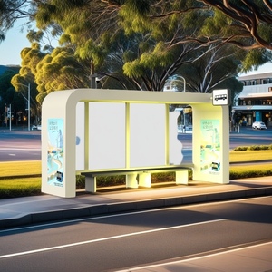 Luhao LH001 trạm xe buýt thông minh băng ghế dự bị LED chiếu sáng thiết kế chống thấm nước phong cách Hiện Đại Đồ Gỗ Ngoài Trời Có tính năng xe buýt dừng hệ thống hiển thị - Product Image 4