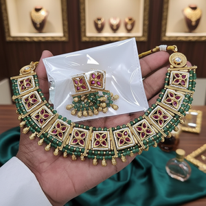 ชุดสร้อยคอหิน pota และไข่มุกชุบทอง12881128PGR ชุดเครื่องประดับที่ประณีตสวยงาม - Product Image 3