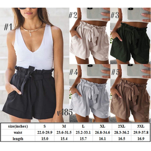 <span class=keywords><strong>Shorts</strong></span> Casual estivi pantaloncini da <span class=keywords><strong>donna</strong></span> accartocciati di <span class=keywords><strong>lino</strong></span> di cotone larghi con coulisse con cintura elastica in vita con tasche - Product Image 2