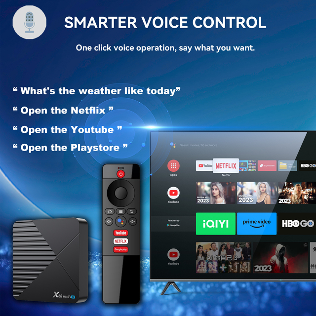 X88 Mini 13 TV Chipset RK3528 Game Box and Android TV 4K Smart Voice Remote Dual WIFI 6 STB Factory Direct Selling