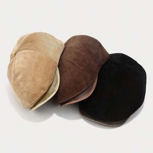 Nouveau Chapeau Gavroche Rétro en Velours Côtelé Réglable pour Femme et Homme, Style Coréen, Mode Automne Hiver - Product Image 2