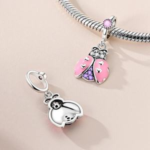 MULA Dijes Colgantes de Panda y Delfín Rosa en Plata de Ley 925 para Pulsera o Collar Original 925, Regalo de Moda DIY para Mujer - Product Image 3