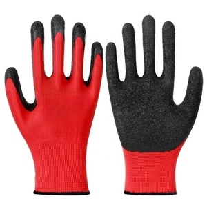 Gants de protection en latex noir givré lisse, élastiques, resserrants, 22 cm, résistants à l'usure, respirants, antidérapants en caoutchouc, avec fil rouge - Product Image 1