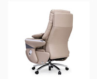 Fauteuil de massage électrique en cuir véritable, chaise de bureau exécutive, chaise d'ordinateur à domicile, fauteuil moderne minimaliste avec accoudoirs inclinables et pivotants