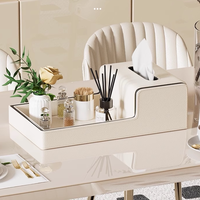 Boîte à mouchoirs en cuir haut de gamme, plateau de bureau multifonctionnel de luxe léger pour salon, table basse, télécommande, table à manger