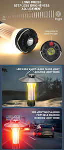 Camping Light Lantern Portable <b>Flashlight</b> USB Rechargeable Stepless Dimming Waterproof For Hiking - Product Image 4