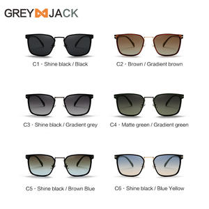 Lunettes de soleil Grey Jack 3054, monture TR90, verres TAC, protection UV400, unisexe, style carré noir - Product Image 4