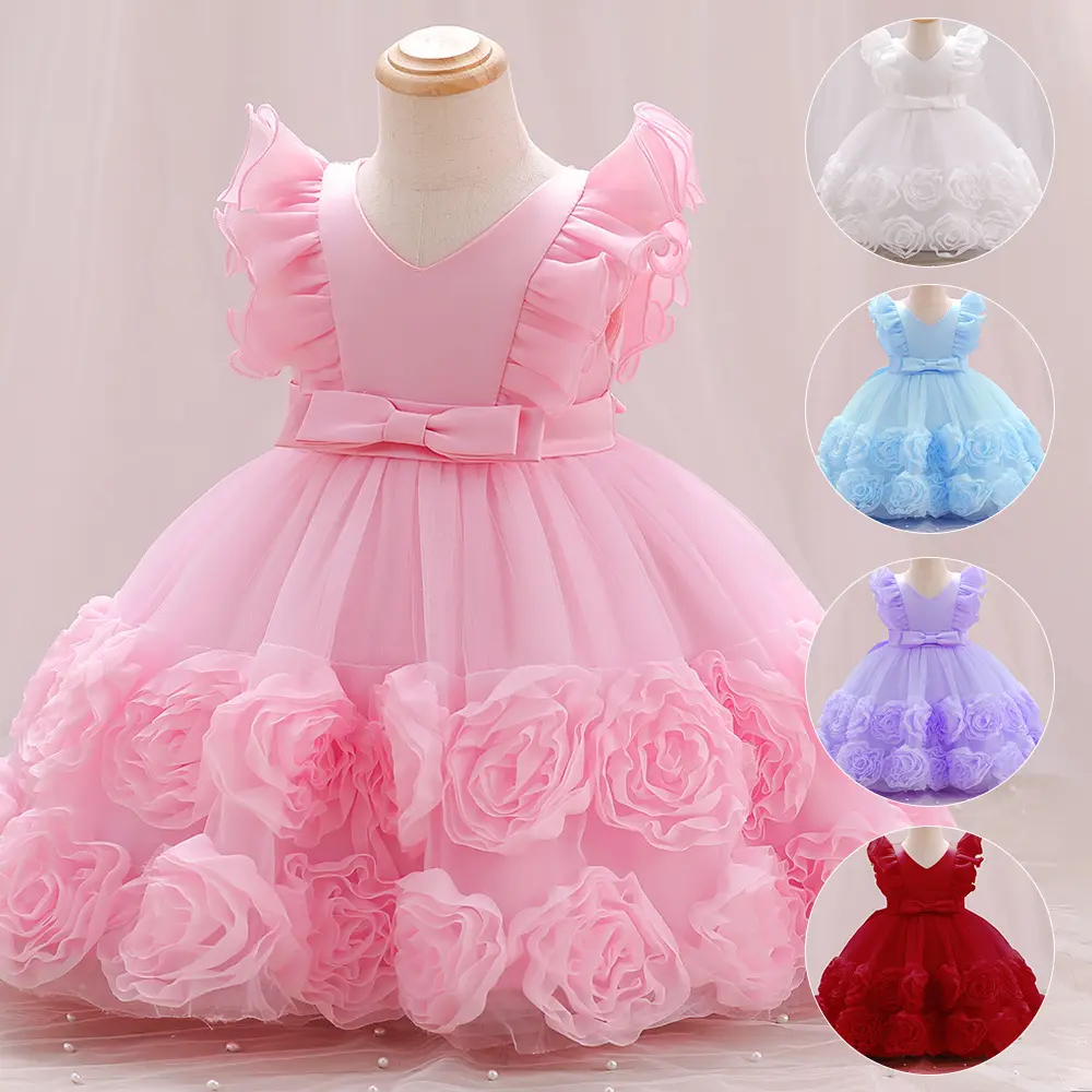 0-24M Bloem Peuter Baby Meisje Baby Prinses Tutu Jurk Baby Meisje Baljurk Trouwfeest Vestidos Voor Baby 1 Jaar Verjaardag