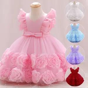 0-24M Flower Toddler Baby Girl Infant Princess Tutu Dress Baby Girl Ball Gown Wedding Party Vestidos for Baby 1 Years Birthday