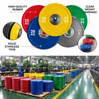 Plaques de poids de fitness colorées sur mesure, plaques de musculation durables recouvertes de caoutchouc pour la maison et la salle de sport, fourniture d'usine