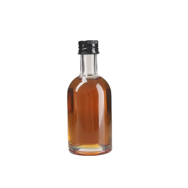 Botella de vino de cristal con tapón de rosca, Mini botella transparente pequeña de 50ml