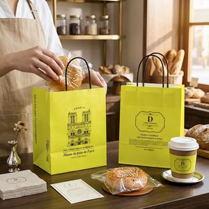 Custom Eco-Friendly Recyclable <b>Biodegradable</b> Kraft <b>Paper</b> Packaging Bags with Custom Logo for Bakery Desserts Cakes - Product Image 6