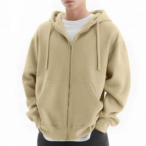 Sweat à capuche oversize pour homme avec fermeture éclair et logo personnalisé imprimé sur le devant, coupe ample, coupe-vent pour l'hiver - Product Image 1