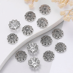Capuchons de perles en alliage de zinc, forme fleur, argent antique, creux, pour la fabrication de colliers, accessoires de bijoux DIY - Product Image 4