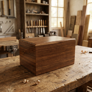 Urna Funeraria de Madera Maciza con Acabado Natural, Extra Pequeña, 10 Pulgadas Cúbicas, Duradera, para Uso Adulto - Product Image 1