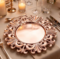 Assiettes de Présentation en Plastique PP Dorées de Luxe, Durables et Réutilisables, Design Creux, pour Mariages et Événements (Vente en Gros)