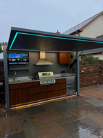 Cuisine extérieure moderne en acier inoxydable 2026 pour barbecue à gaz, abri de jardin avec mobilier de piscine pour l'extérieur
