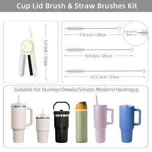 Juego de cepillos limpiadores de pajitas para vasos Stanley, cepillo para limpiar pajitas y cepillo para la ranura de la tapa del vaso, para vasos Owala Freesip/Simple Modern/Yeti - Product Image 6