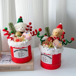 Creative Gifts Little <b>Bear</b> Plush Christmas Featuring Bouquets Finished Ornaments for Friends Wife Plush Doll and <b>Flower</b> Bouquet - Product Image 3